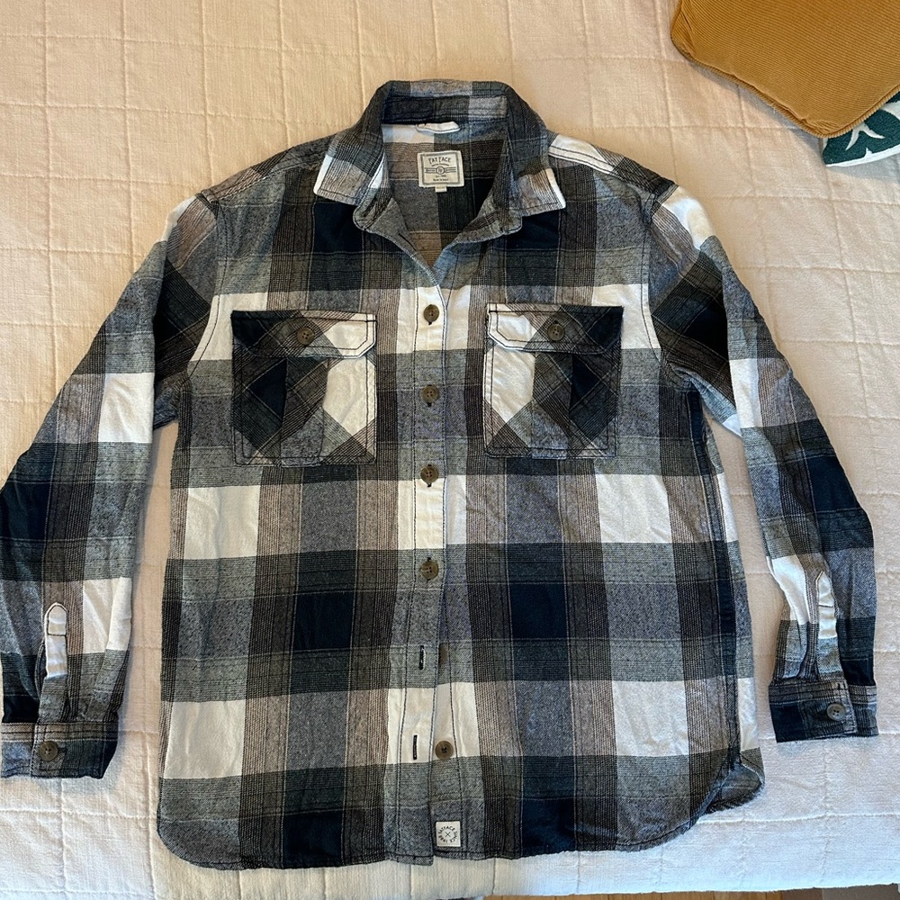 Fat Face Women’s Charcoal and White Checkered Shirt